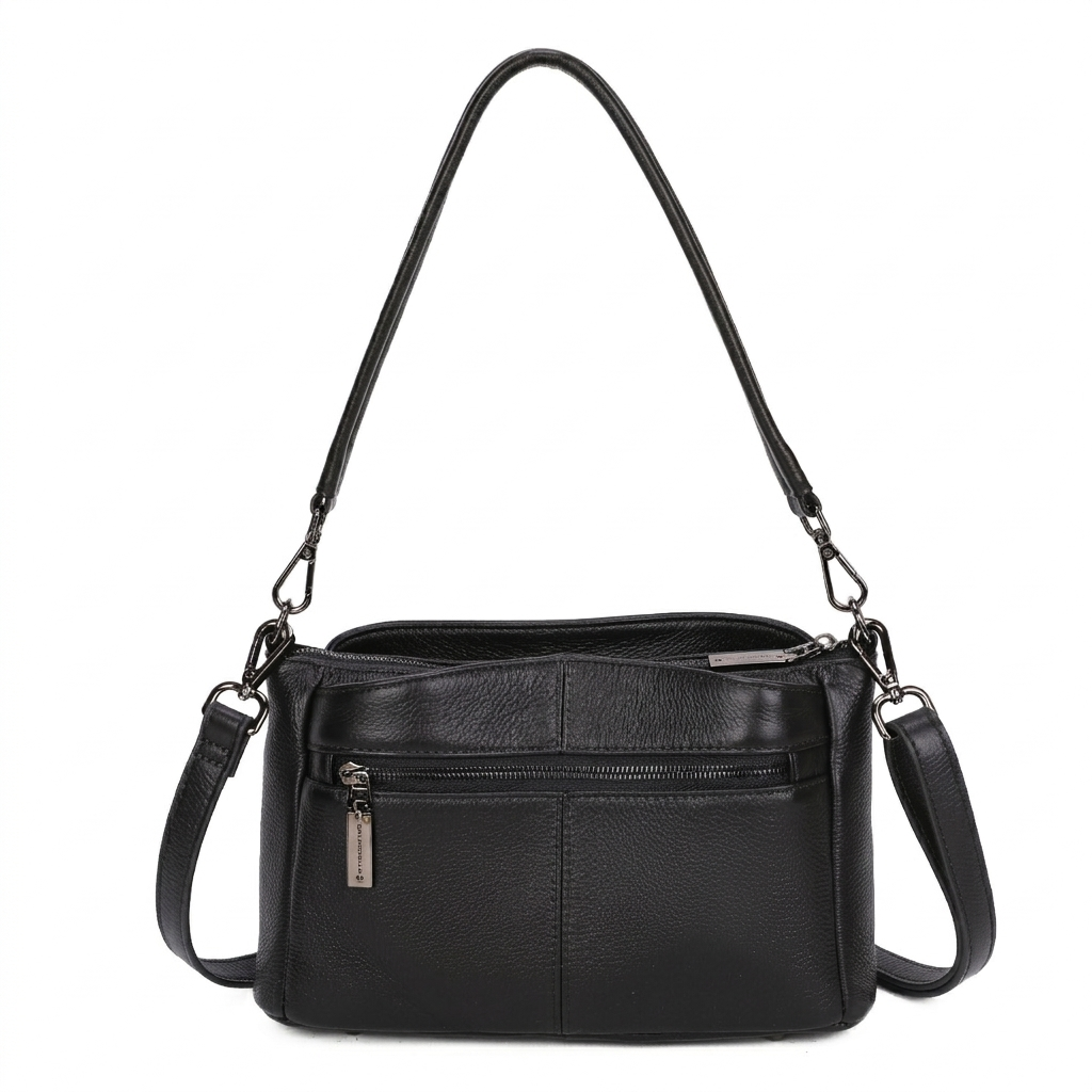 Stella Leather Shoulder Bag - Black